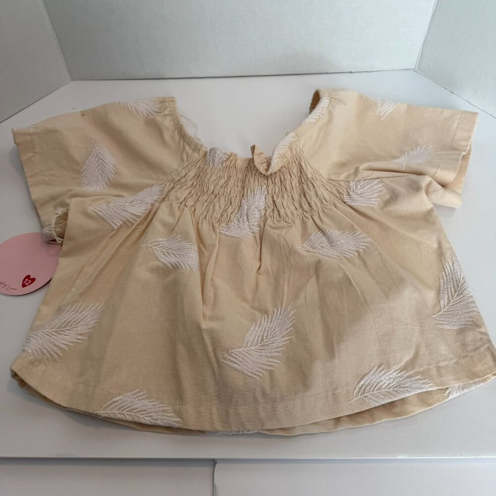 - Girl's Shirt-PAISLEY LANE-Cream w/white foral-Size 12-NEW w/TAGS